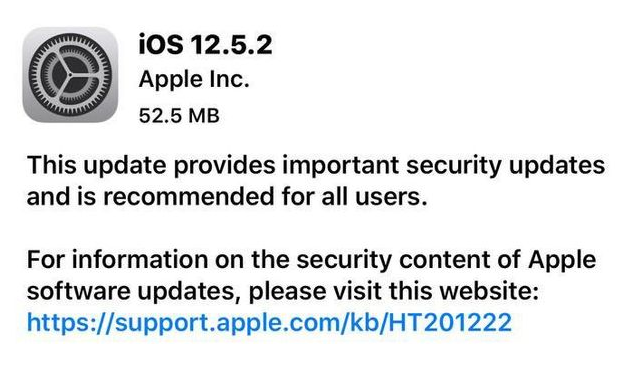 渭滨苹果手机维修分享iOS12.5.2发布，建议所有老苹果用户安装 